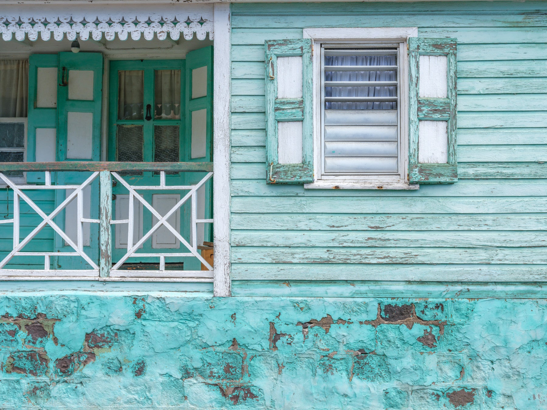 Aqua Vintage Facade Wall Mural