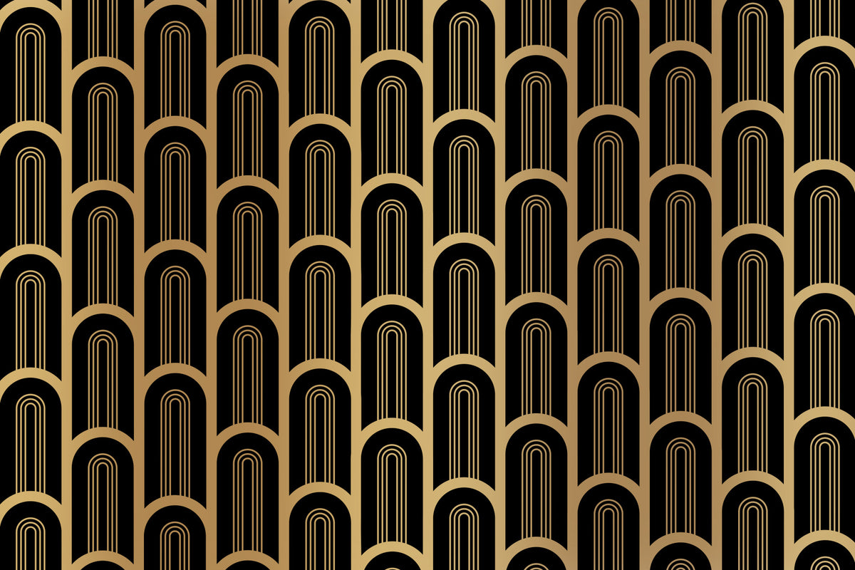 Art Deco Luxury Black and Gold Columns Wall Mural in your room — zoomed