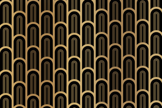 Art Deco Luxury Black and Gold Columns Wall Mural