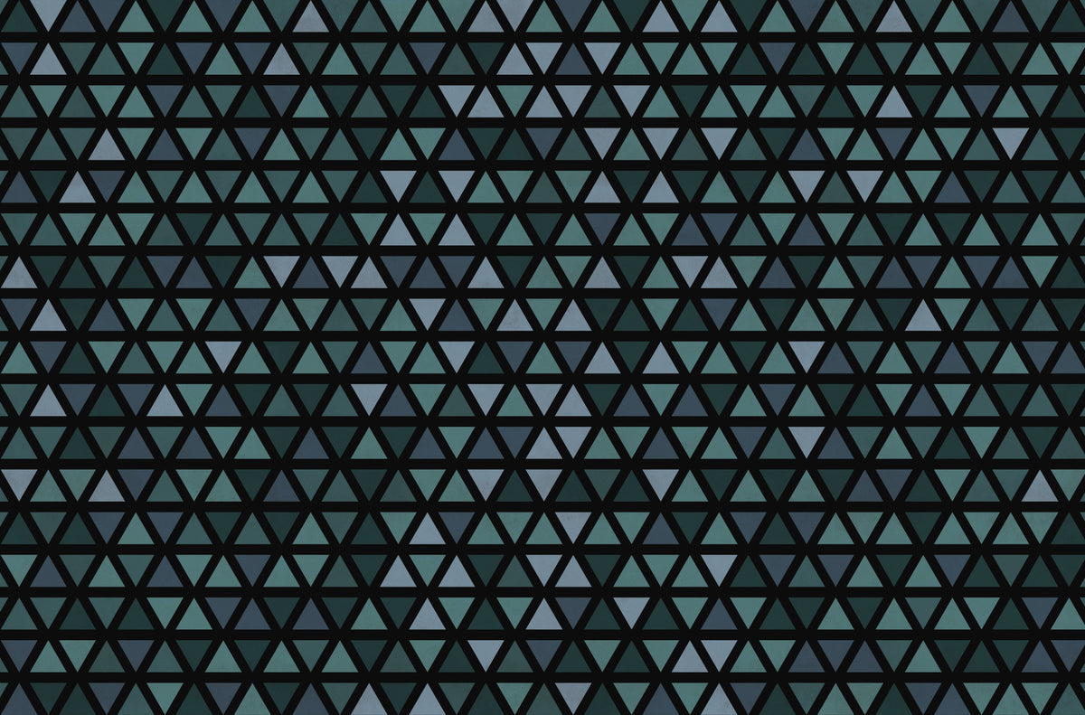 Teal Triangles Wall Mural in your room — zoomed