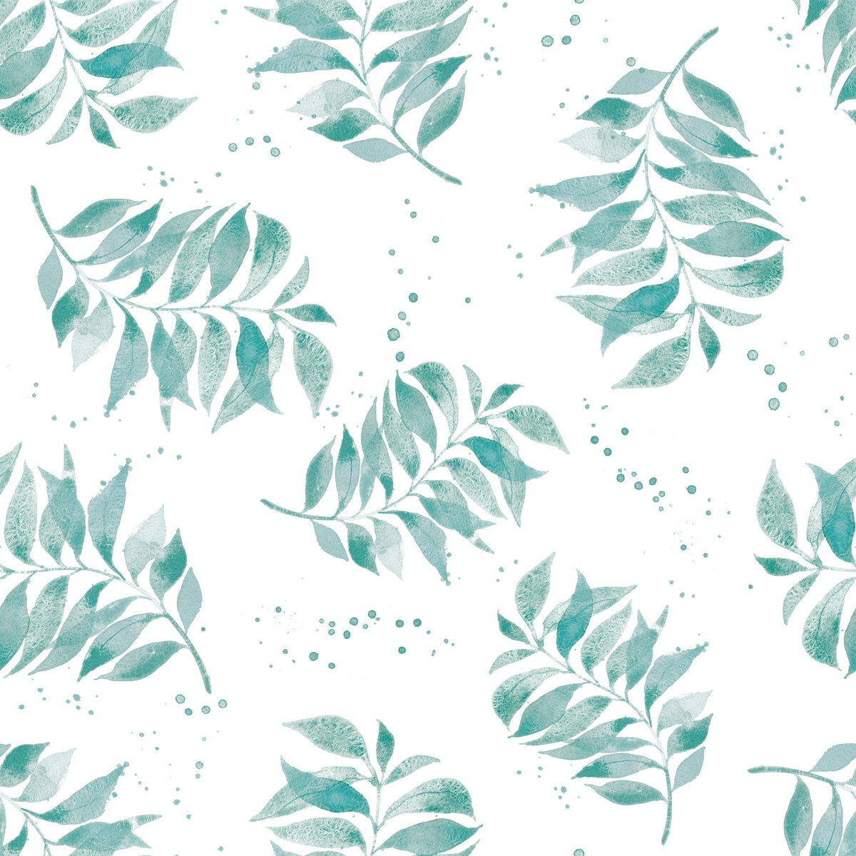 Textured Watercolor Palm Leaf Toss Aqua Wallpaper⁠ in your room