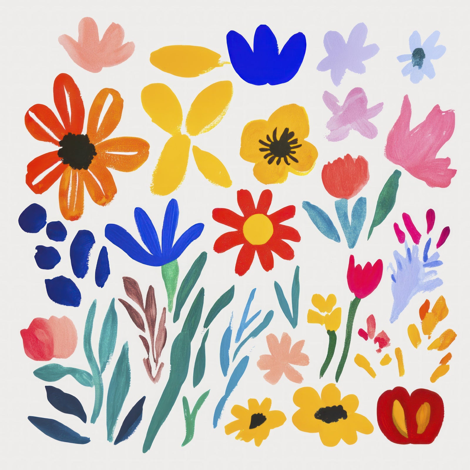 Bold Matisse Inspired Flower Impressions Wall Mural
