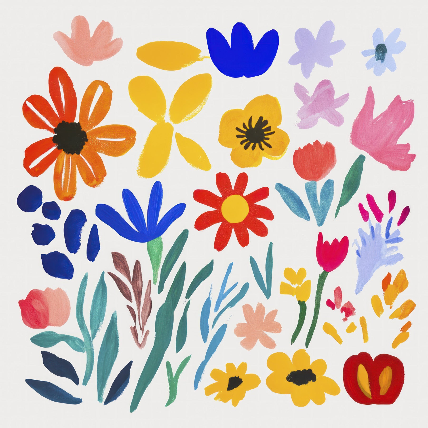 Bold Matisse Inspired Flower Impressions Wall Mural