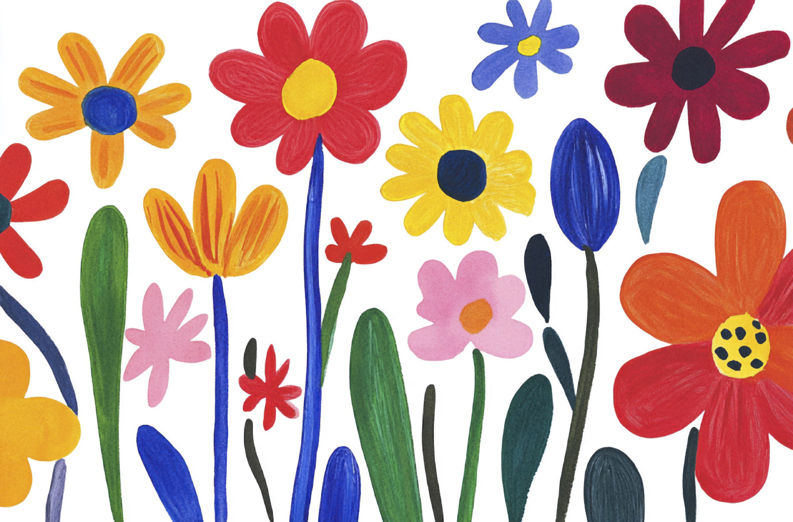 Whimsical Matisse Flower Garden Wall Mural in your room