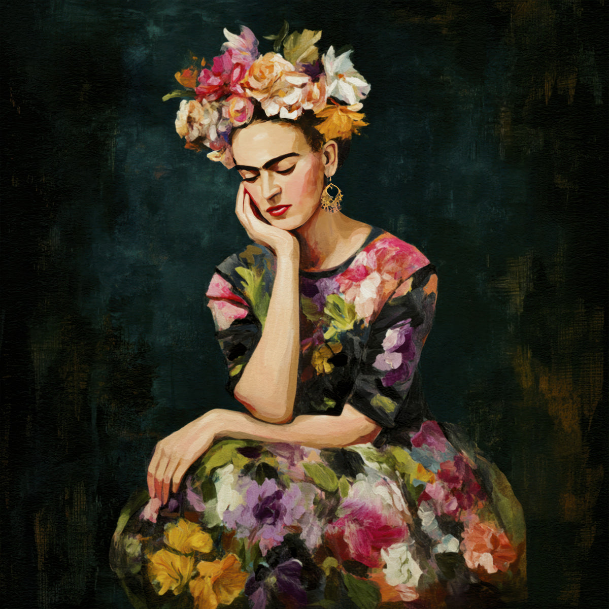 Floral Portrait Famous Mexican Muse  Wall Mural in your room — zoomed