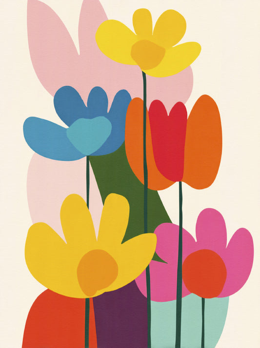 Mid-Century Modern Floral Wall Mural