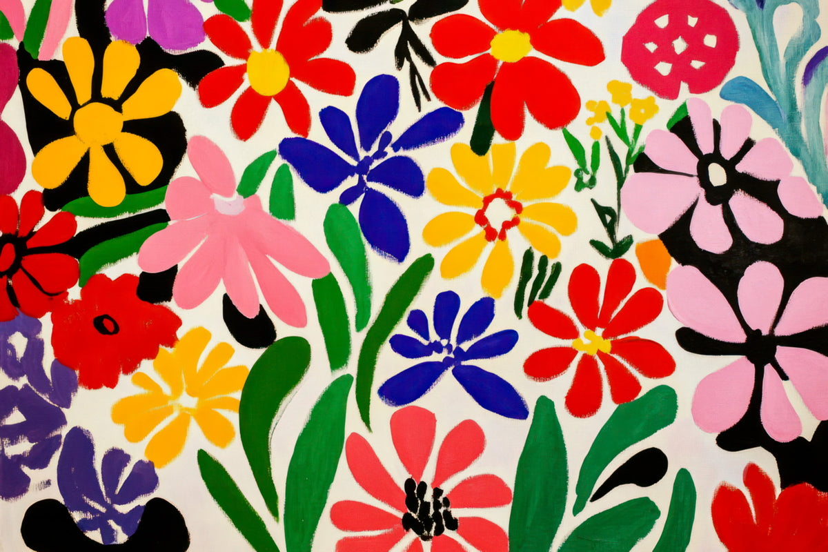 Colorful Matisse Style Flower Garden Inspired by Modernist 1950s Art Wall Mural in your room