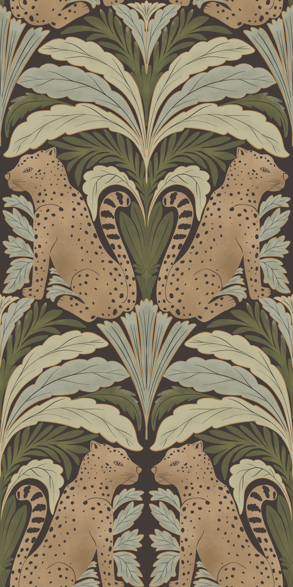 Leopard's Lair: Botanical Symmetry Wallpaper⁠ in your room — zoomed