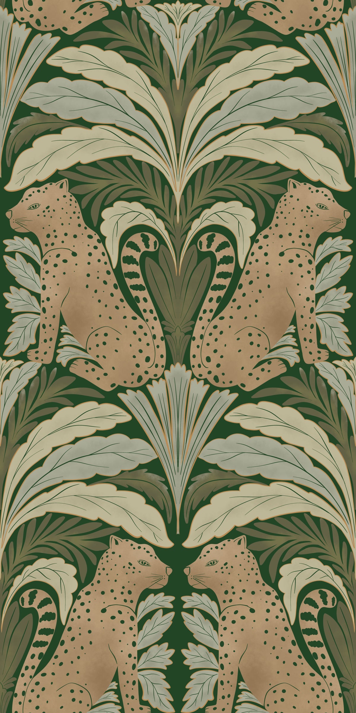 Botanical Leopard Symmetry Wallpaper⁠ in your room