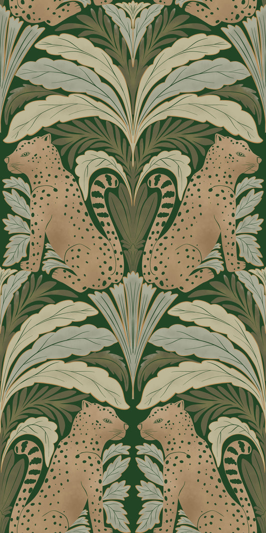 Botanical Leopard Symmetry Wallpaper⁠