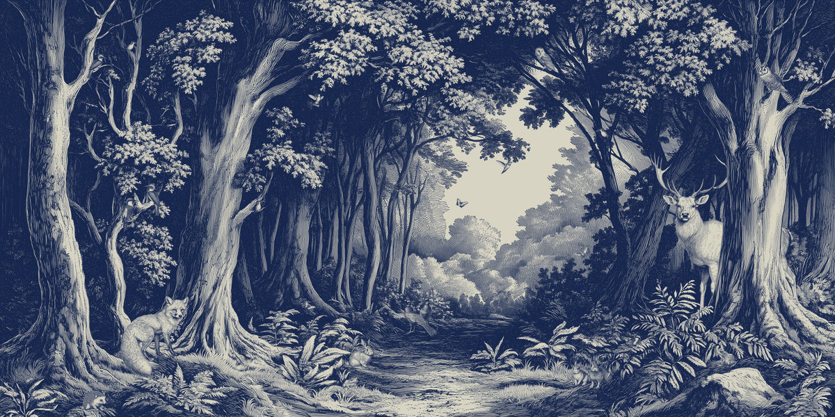 Into the Forest -  Delft Blue Wall Mural in your room