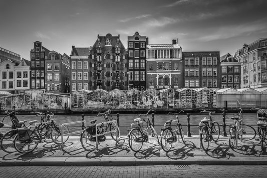 AMSTERDAM Singel Canal with Flower Market | monochrome Wall Mural