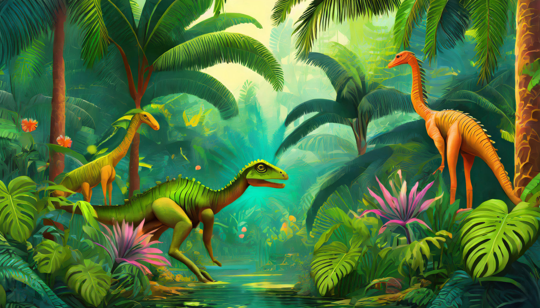 Jurassic Oasis Wall Mural