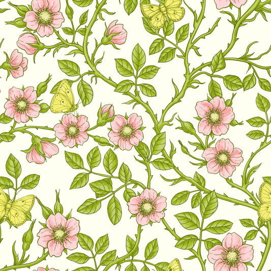 Wild roses and butterflies Wallpaper⁠