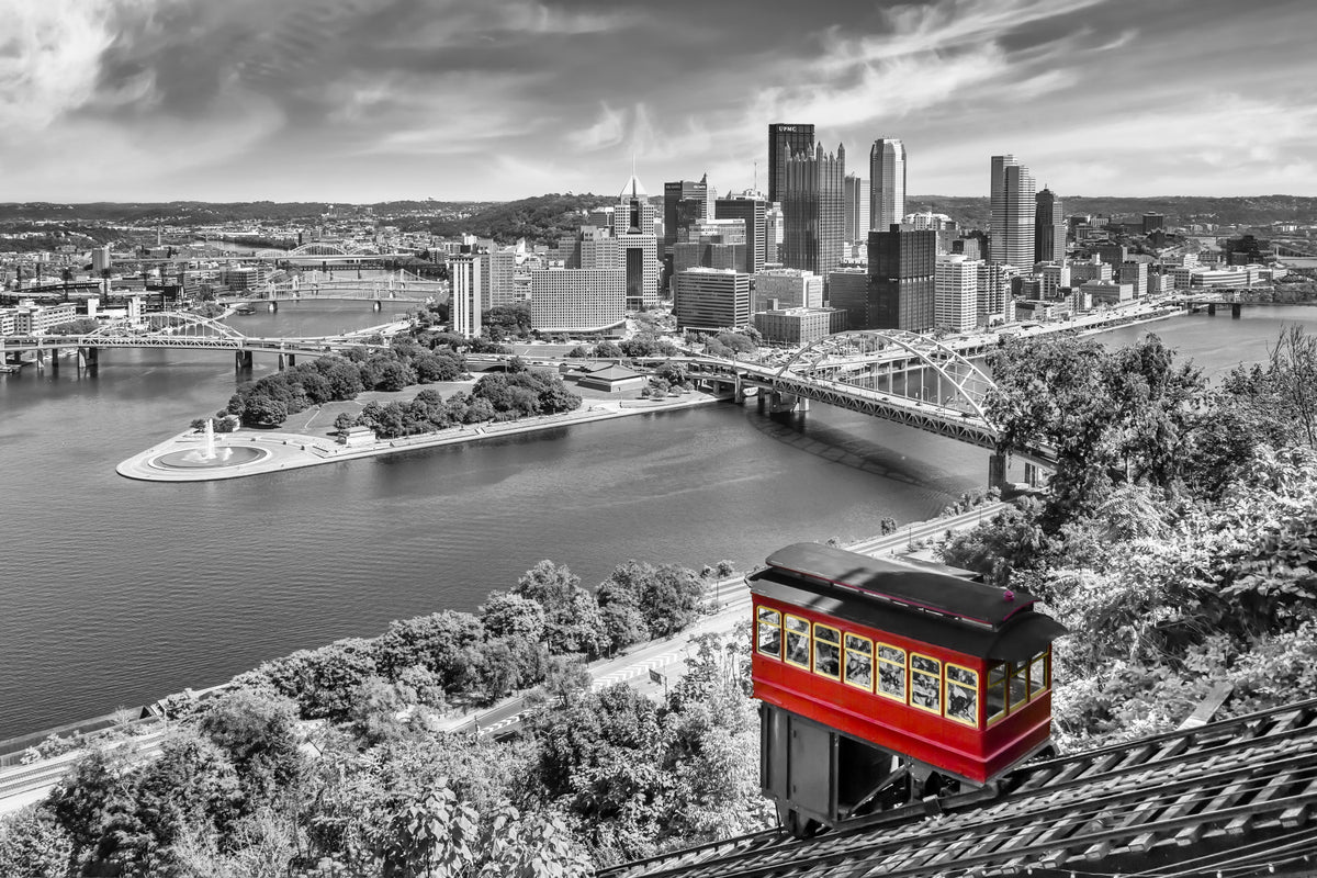 Impressive Pittsburgh Skyline with Duquesne Incline | colorkey Wall Mural in your room