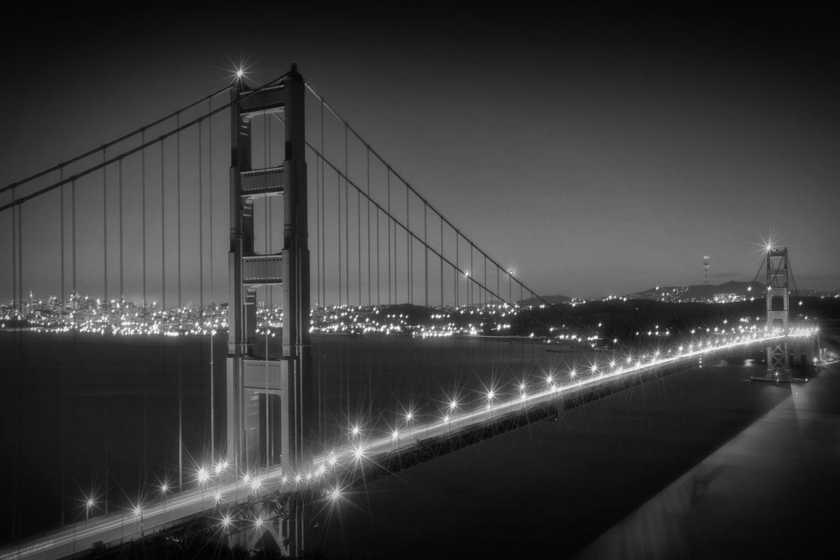 Evening Cityscape of Golden Gate Bridge | Monochrome Wall Mural in your room