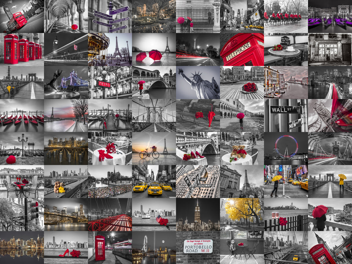 Cityscape Collage Wall Mural in your room