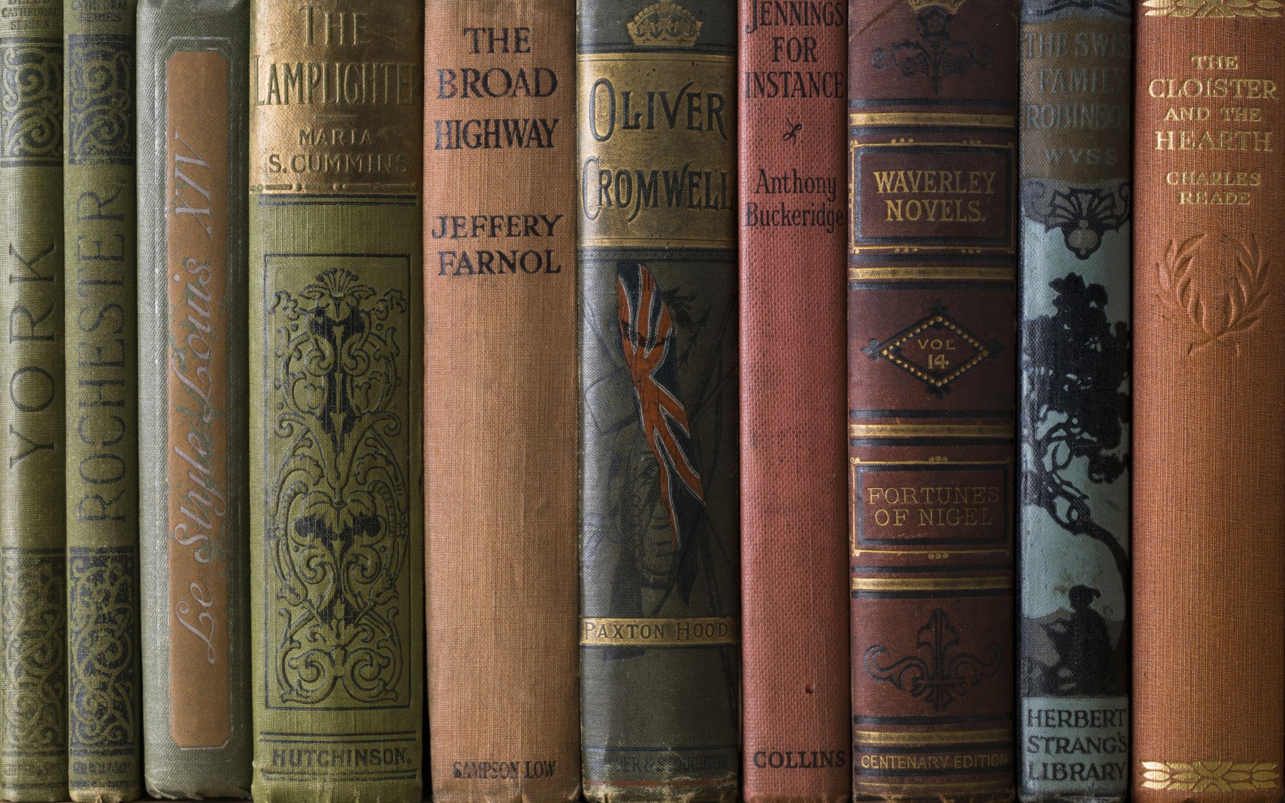 Classic Book Spines Wall Mural in your room — zoomed