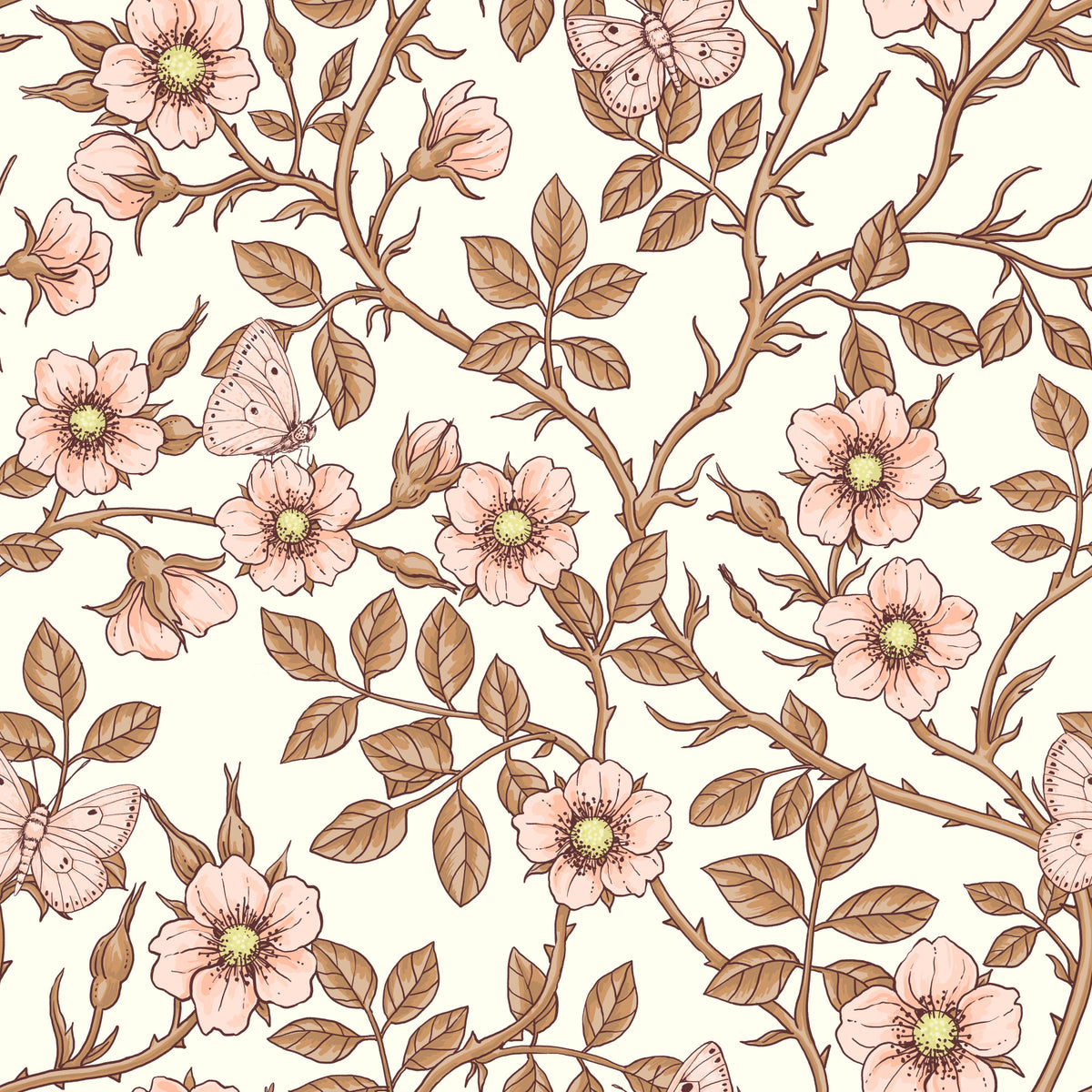 Wild roses and butterflies wallpaper⁠ in your room
