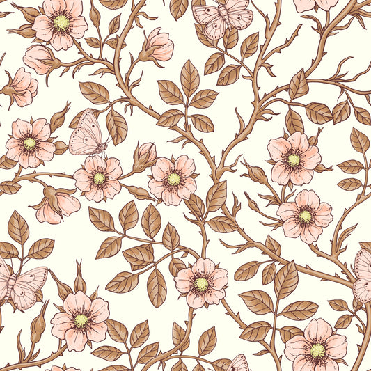Wild roses and butterflies wallpaper⁠