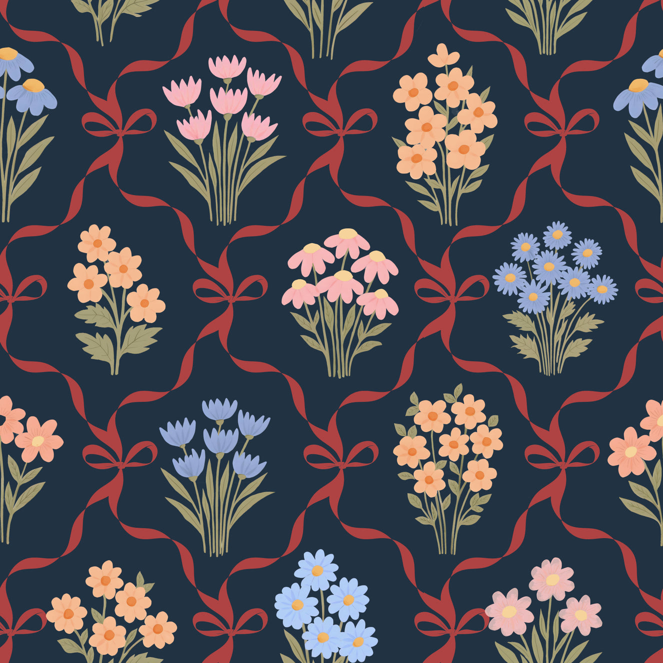 Winter Cottagecore Floral Bouquet Wallpaper⁠