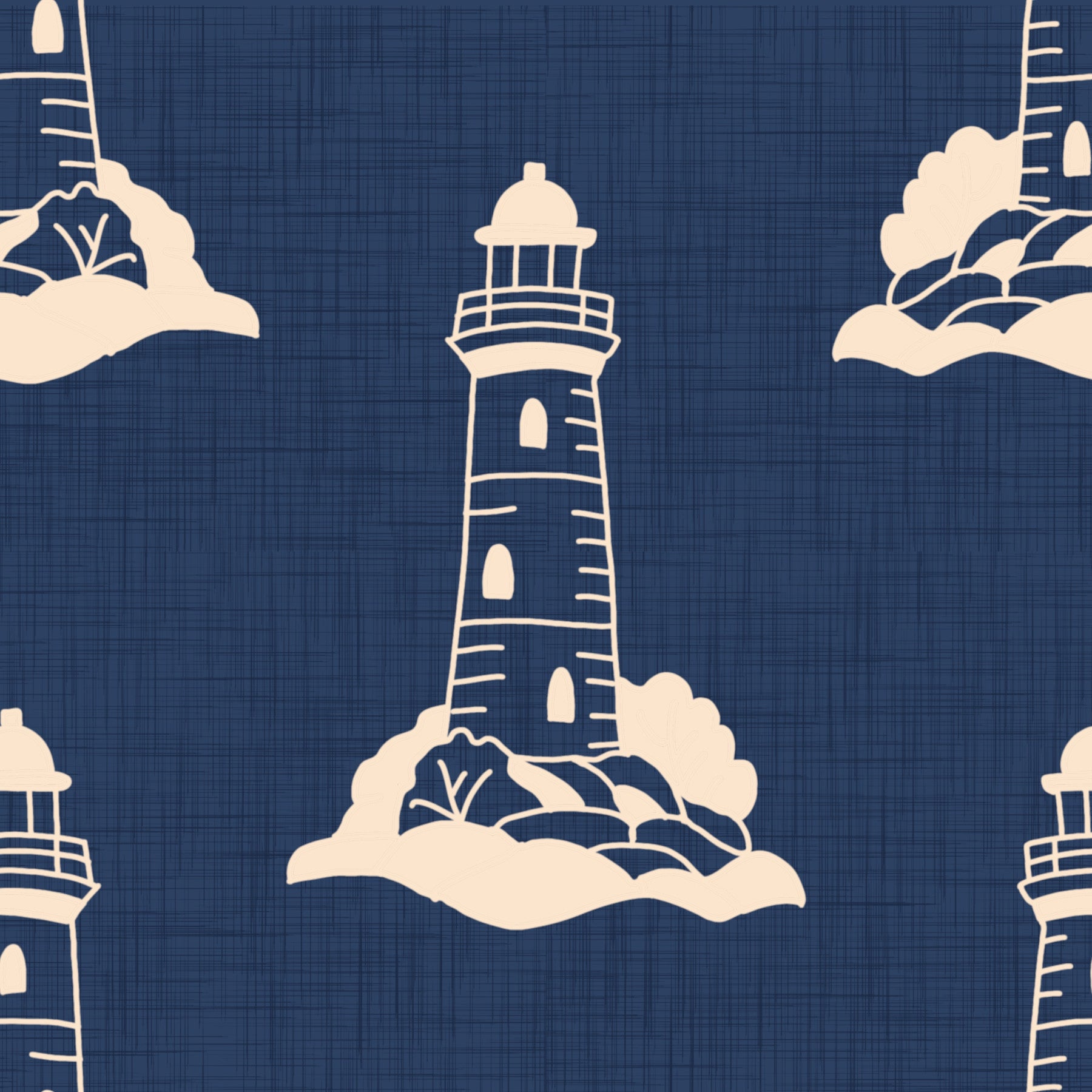 Lighthouse Nautical Mythology - Retro Coastal Wallpaper⁠ in your room — zoomed