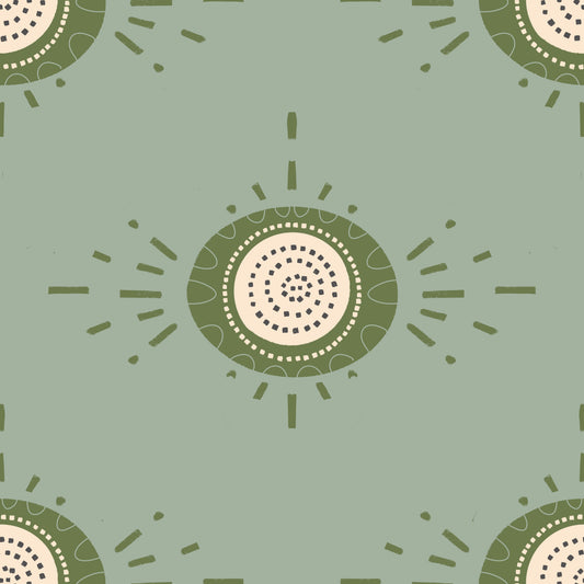 Bloom Light Sage Olive Scandinavian Mid Mod Floral Wallpaper⁠