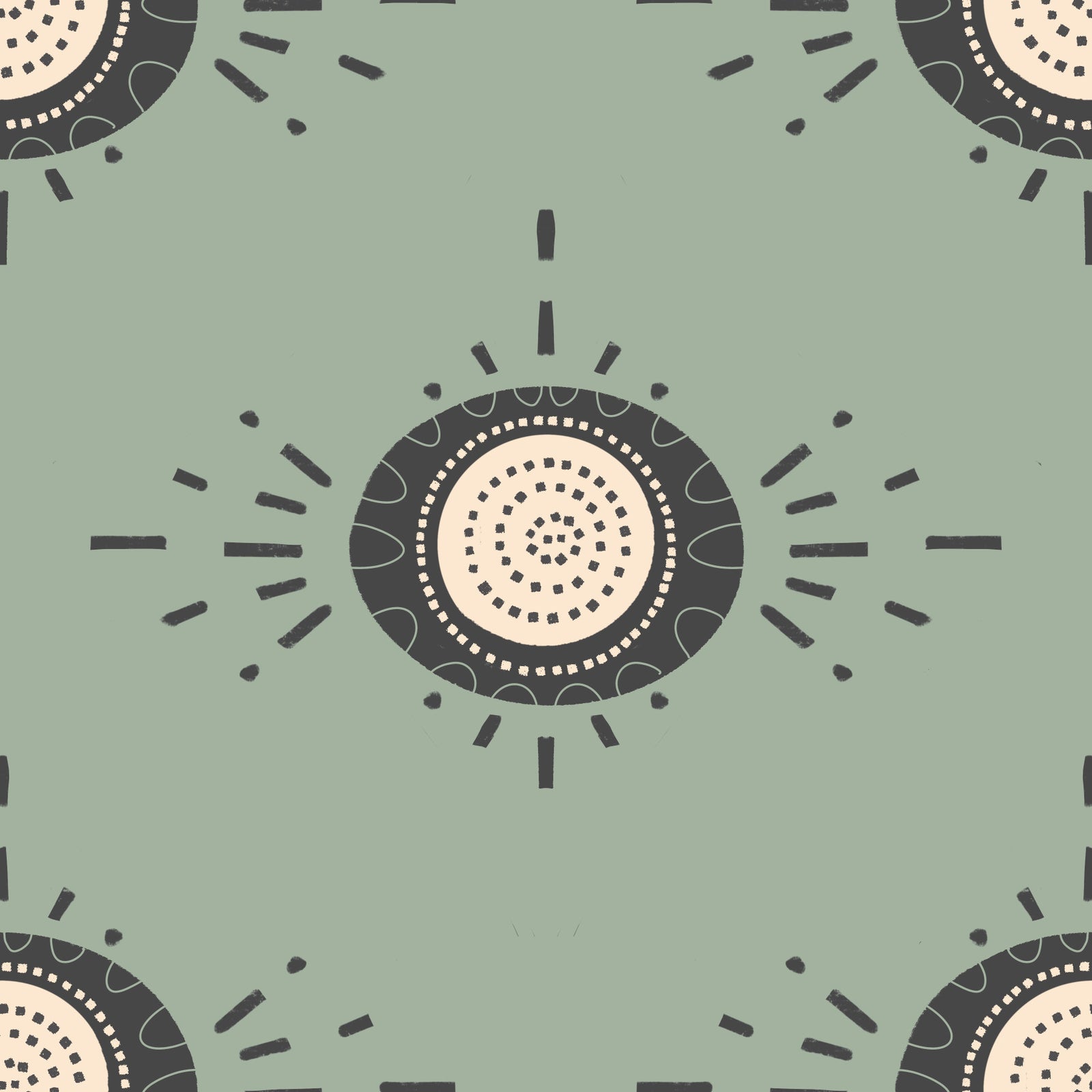 Folk Bloom Light Charcoal Sage Scandinavian Mid Mod Floral Wallpaper⁠ in your room