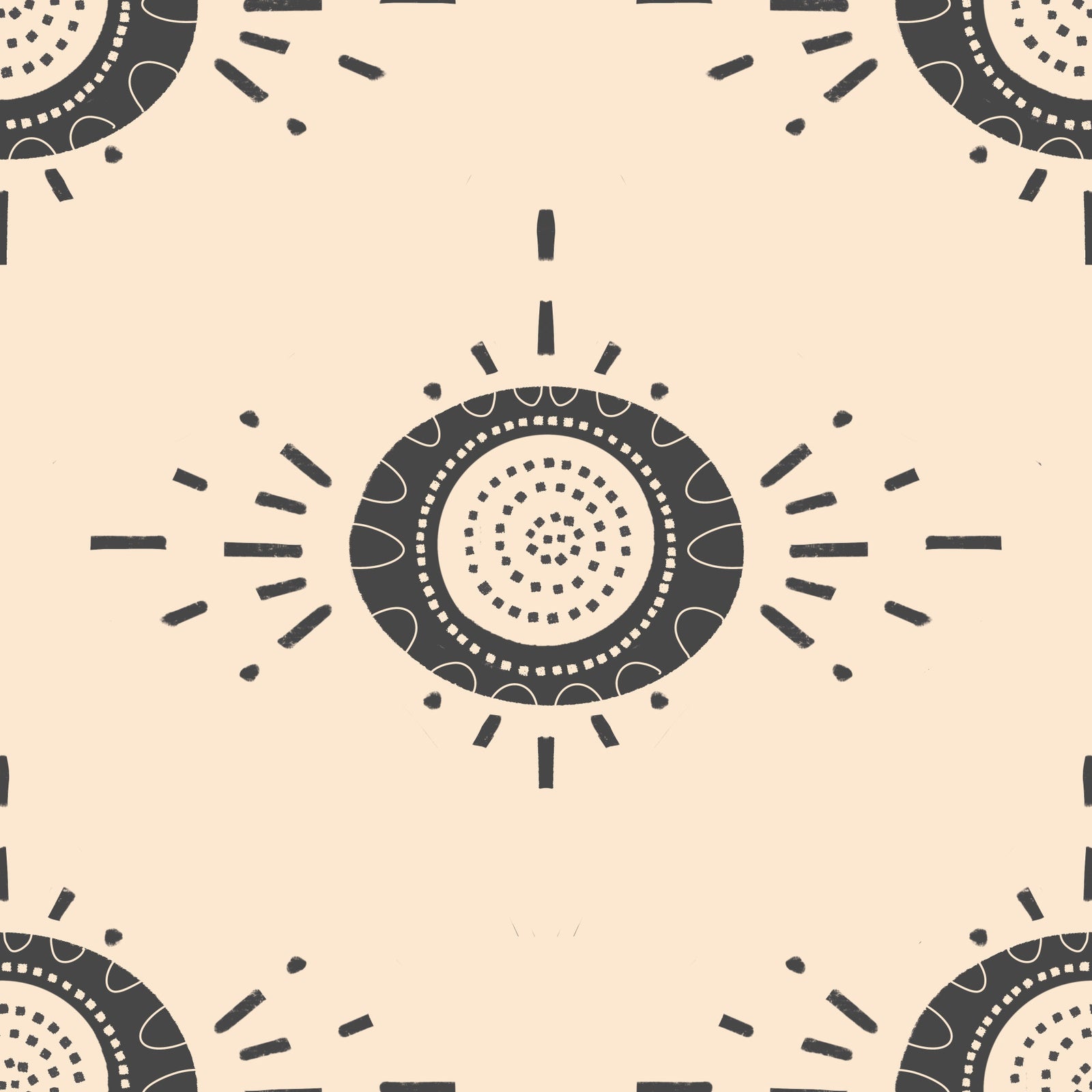 Folk Bloom Light Charcoal Cream - Scandinavian Mid Mod Floral Wallpaper⁠ in your room