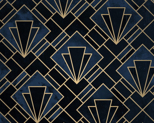 Navy Blue Art Deco Mosaic Wall Mural