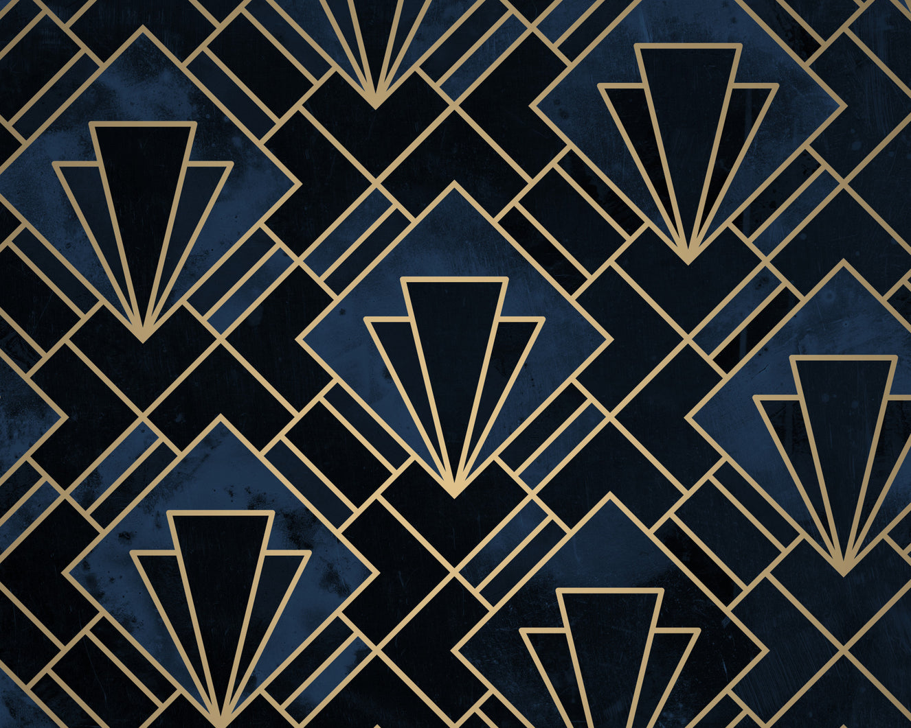 Navy Blue Art Deco Mosaic Wall Mural