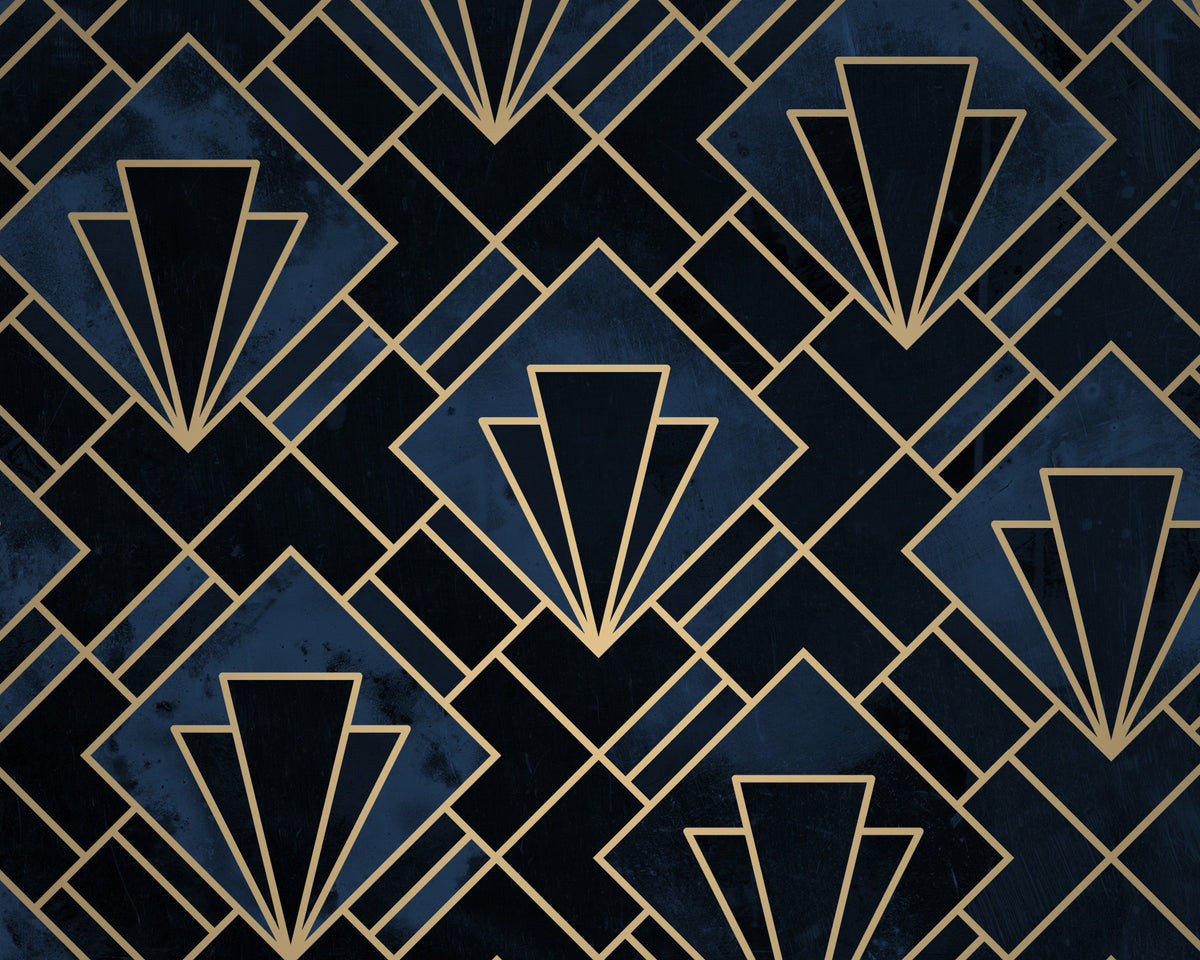 Navy Blue Art Deco Mosaic Wall Mural