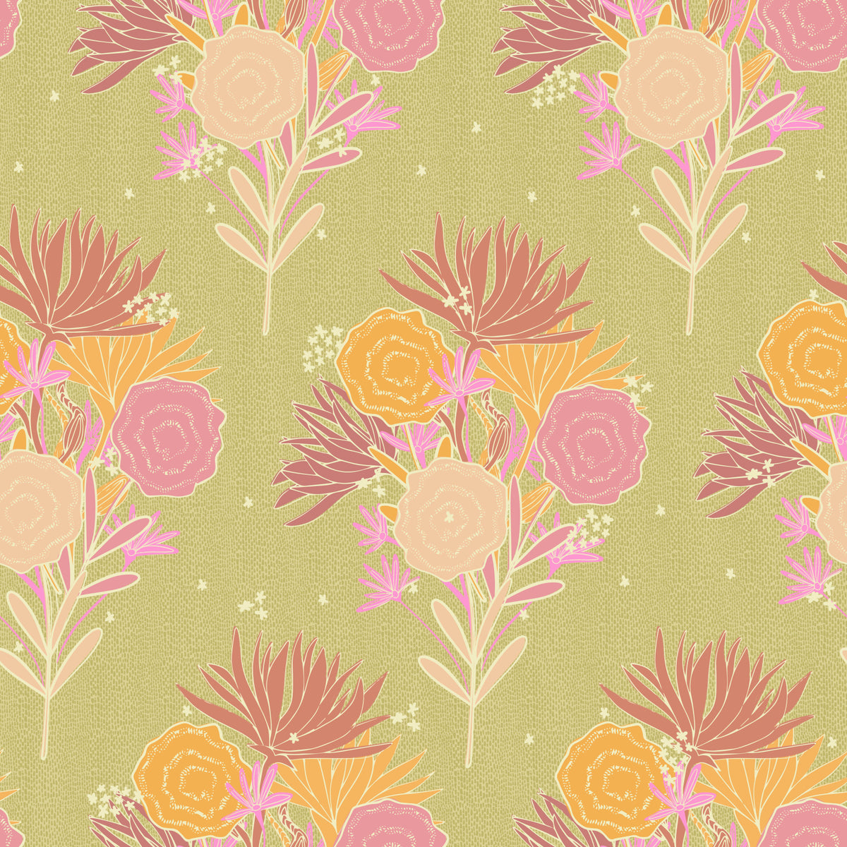 Vintage Flora Canvas Wallpaper⁠ in your room
