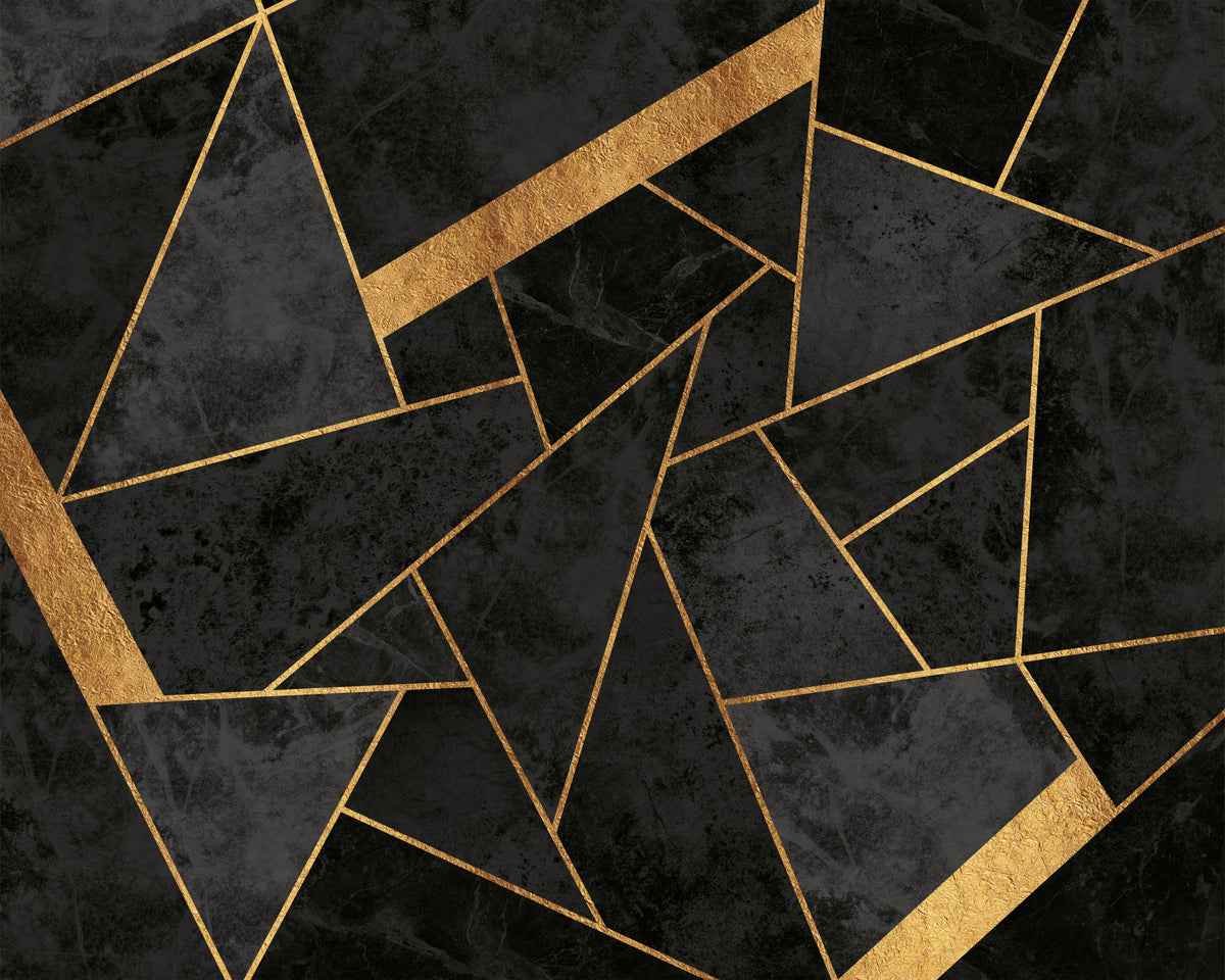 Dark Charcoal and Soft Gold Mosaic Wall Mural in your room