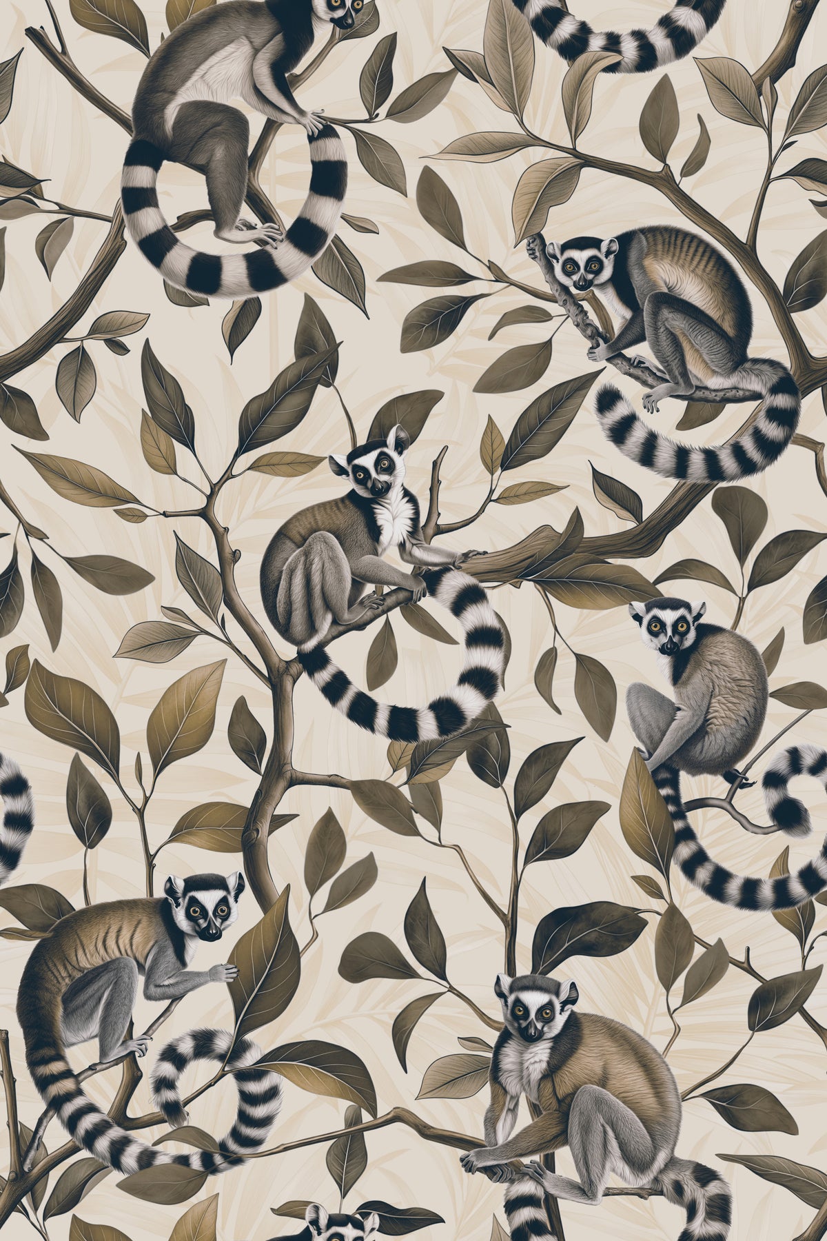 Lush Tropical Lemur Monkey Paradise  Wallpaper⁠ in your room