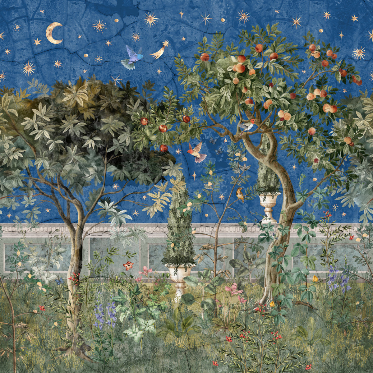 Celestial Botanical Vista Painting Wall Mural in your room