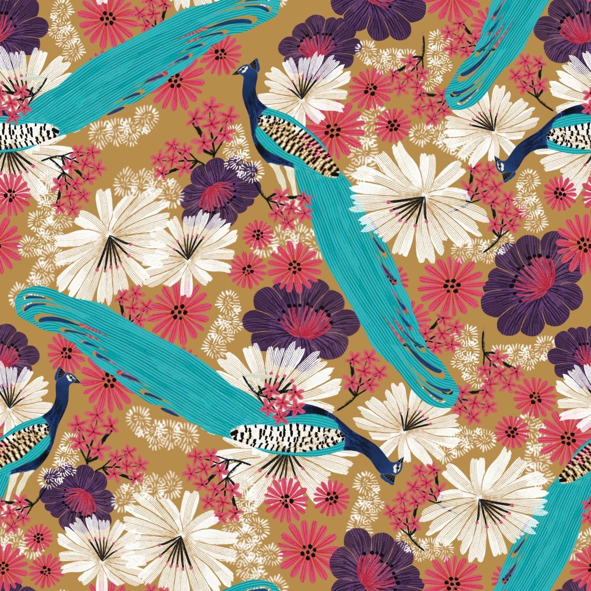 Peacock Promenade - Gold Wallpaper⁠ in your room
