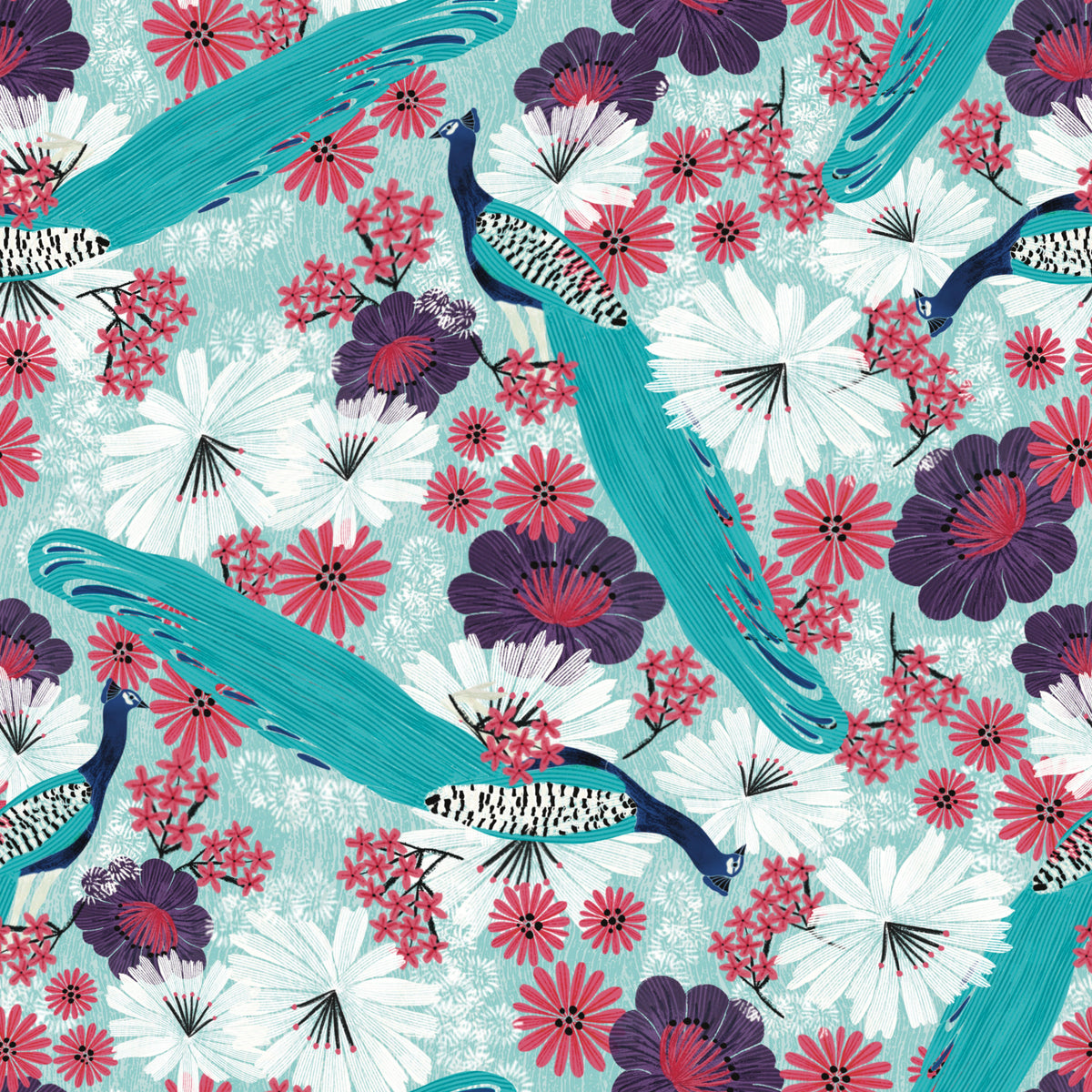 Peacock Promenade - Blue Wallpaper⁠ in your room
