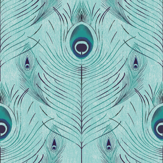 Regal Peacock Feather - Blue Wallpaper⁠
