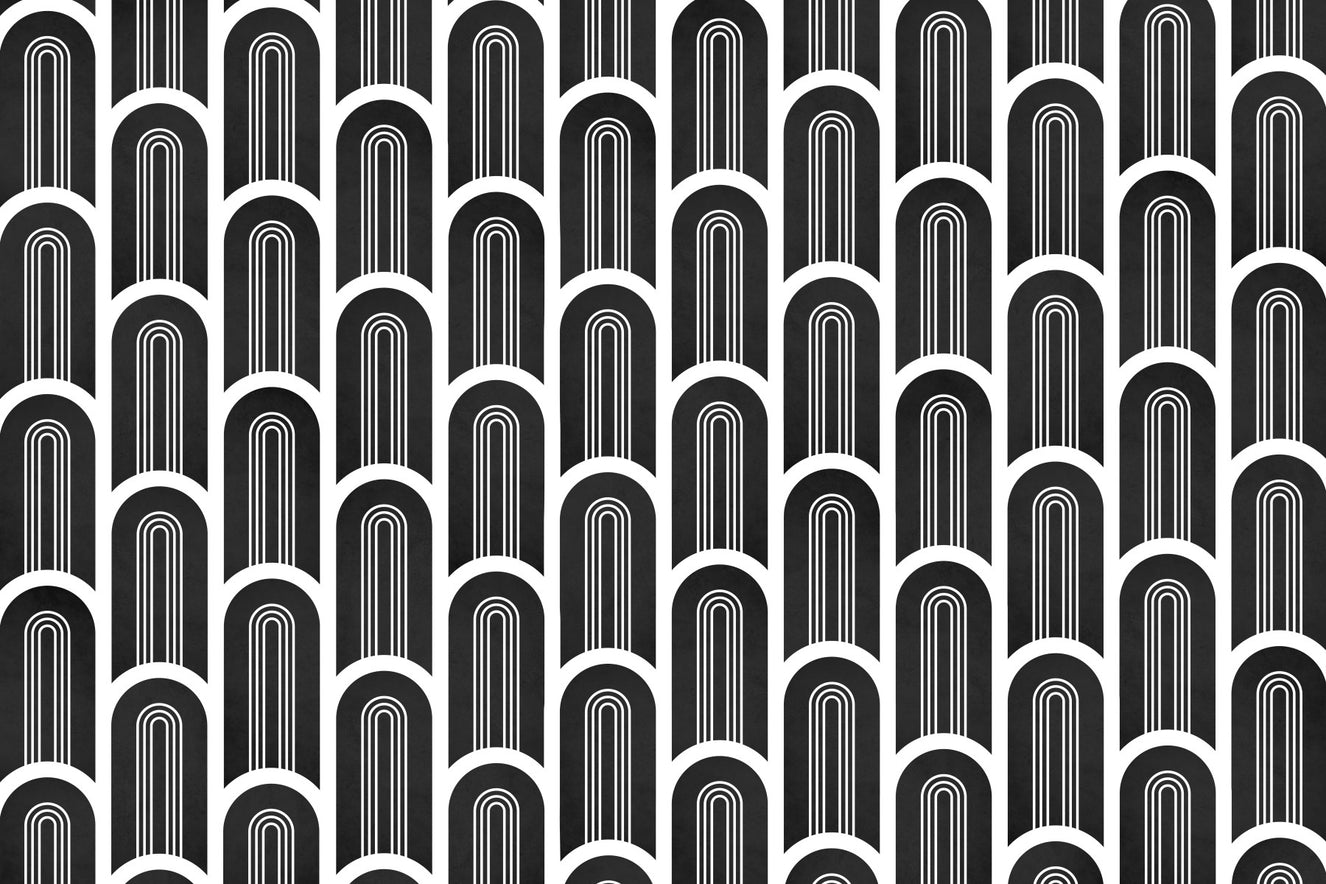Black & White Art Deco Arches Wall Mural