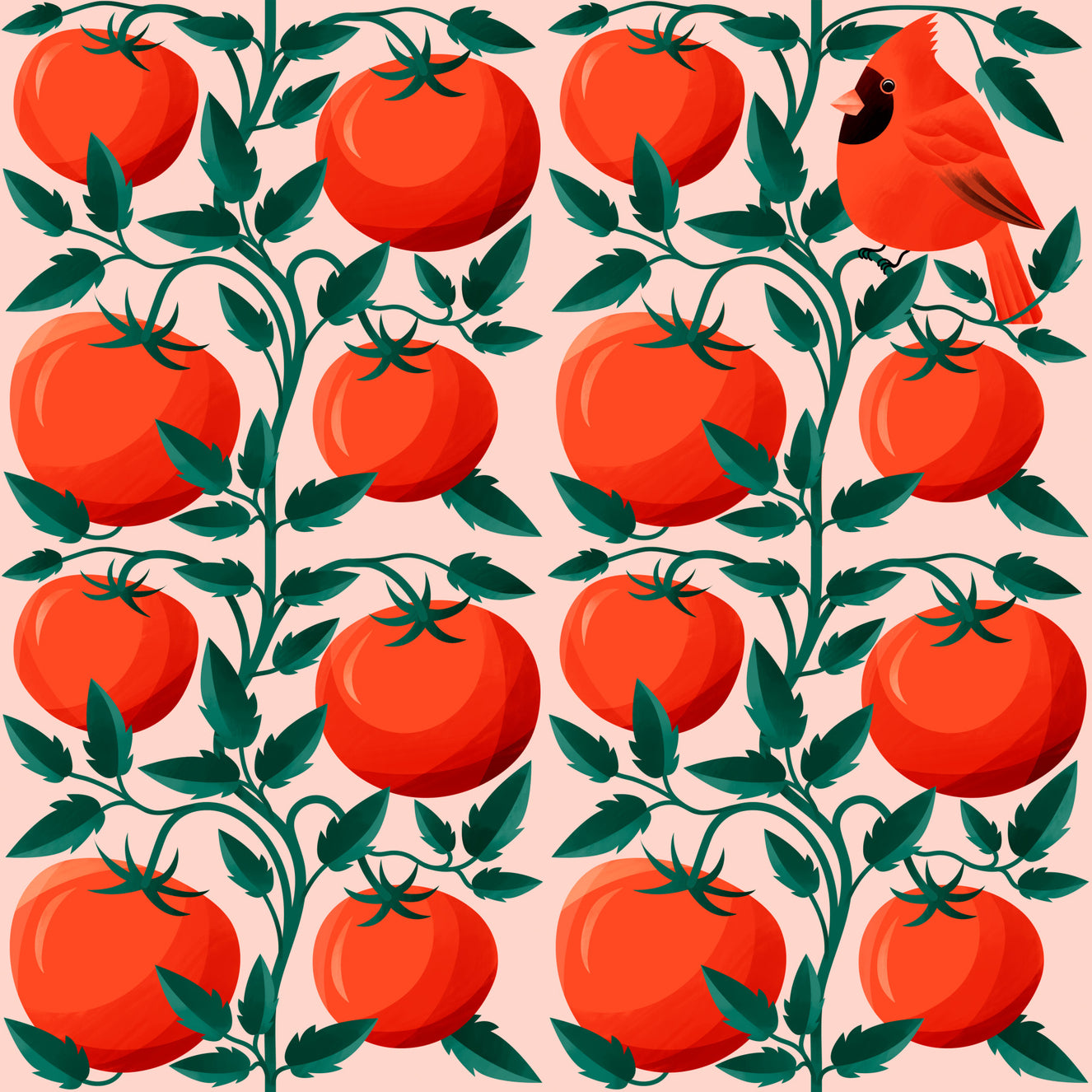 Cardinal in tomatoes Wallpaper⁠