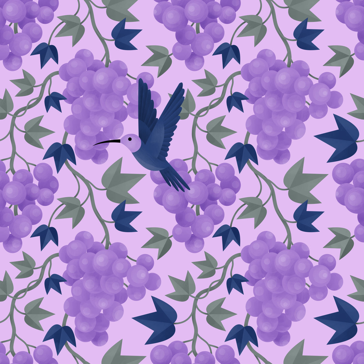 Hummingbird in Grapes Wallpaper⁠ in your room