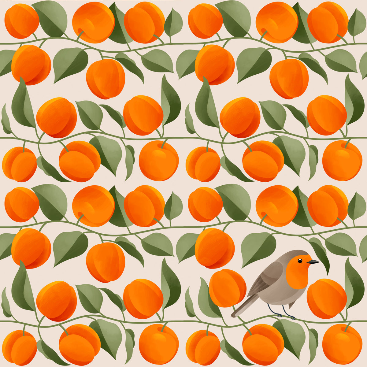Robin in Apricots Wallpaper⁠ in your room