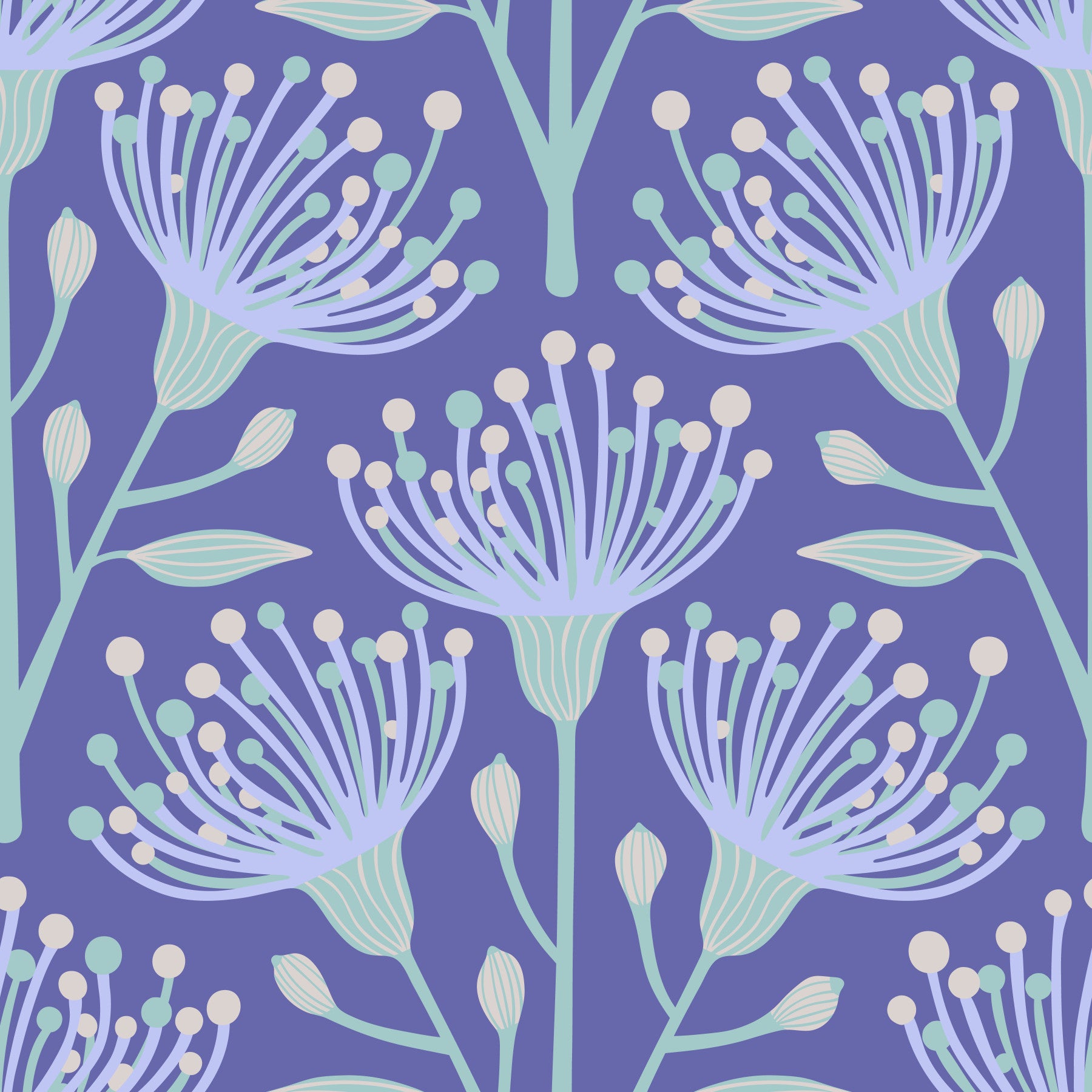 Eucalyptus Floral Botanical Periwinkle Purple Lavender Wallpaper⁠