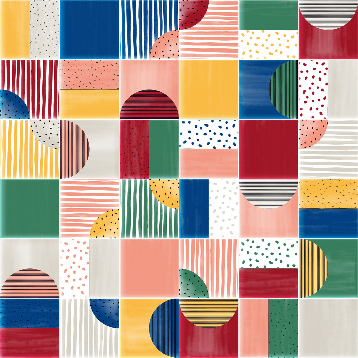 Painted Modern Tiles Fiesta Wallpaper⁠ in your room — zoomed