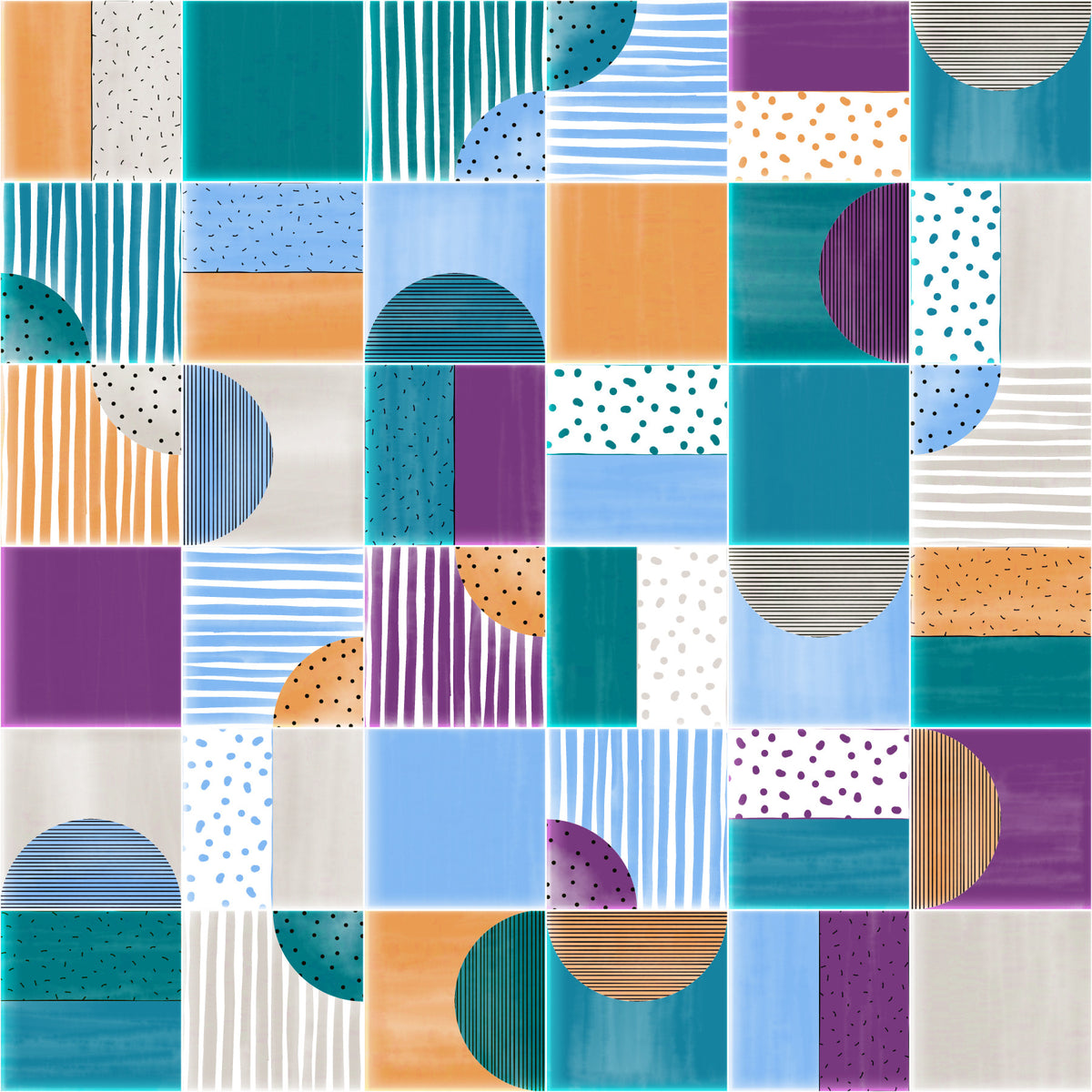 Painted Modern Tiles Summer Party Wallpaper⁠ in your room