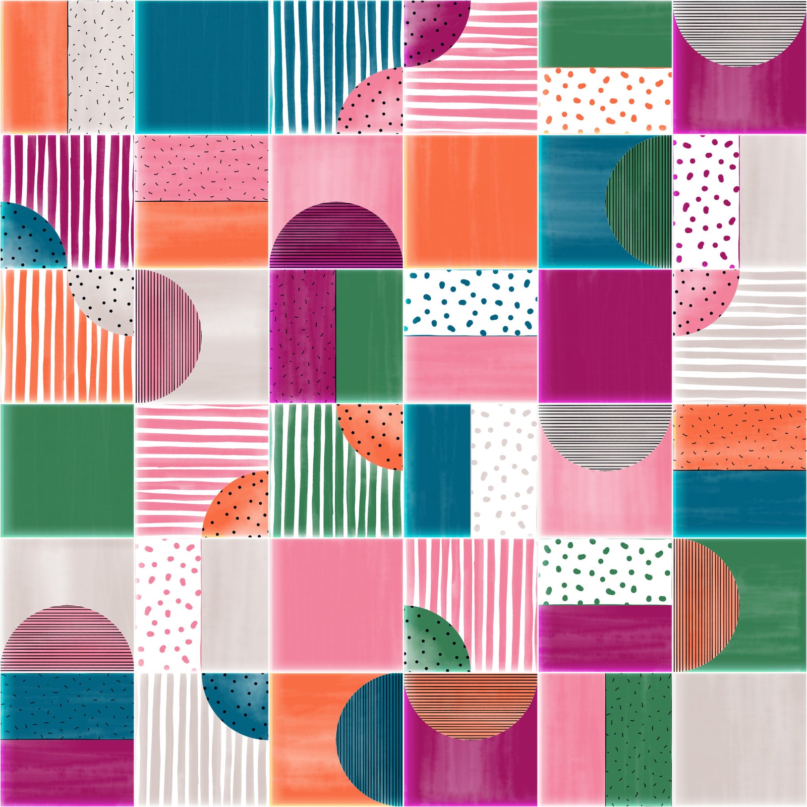 Painted Modern Tiles Kid Party Wallpaper⁠ in your room