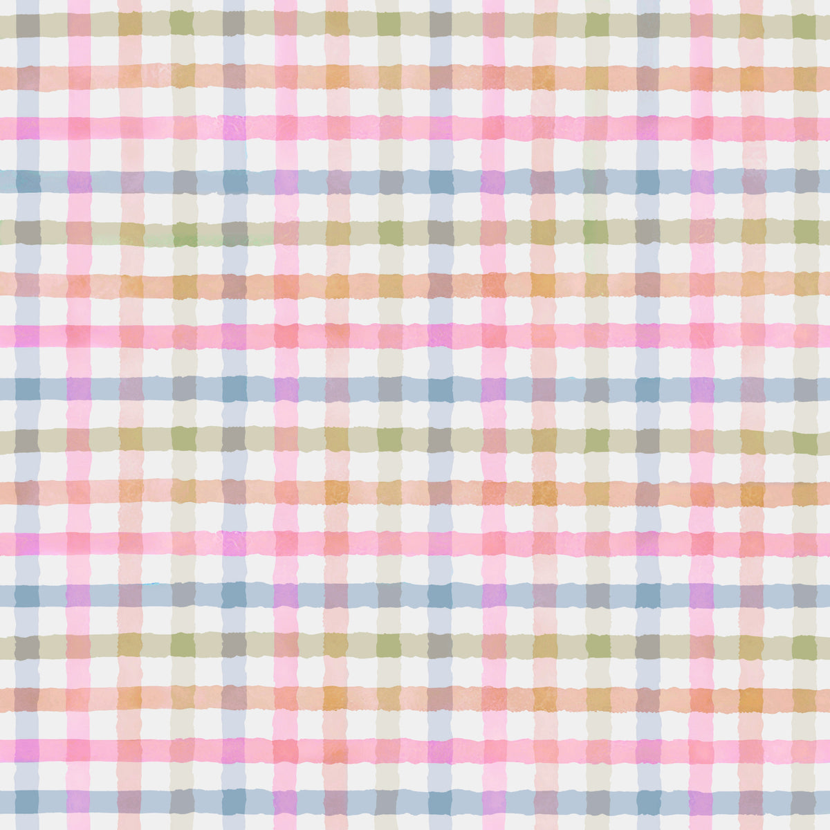 Soft Hand-Painted Pastel Gingham Plaid Checkered Wallpaper⁠ in your room