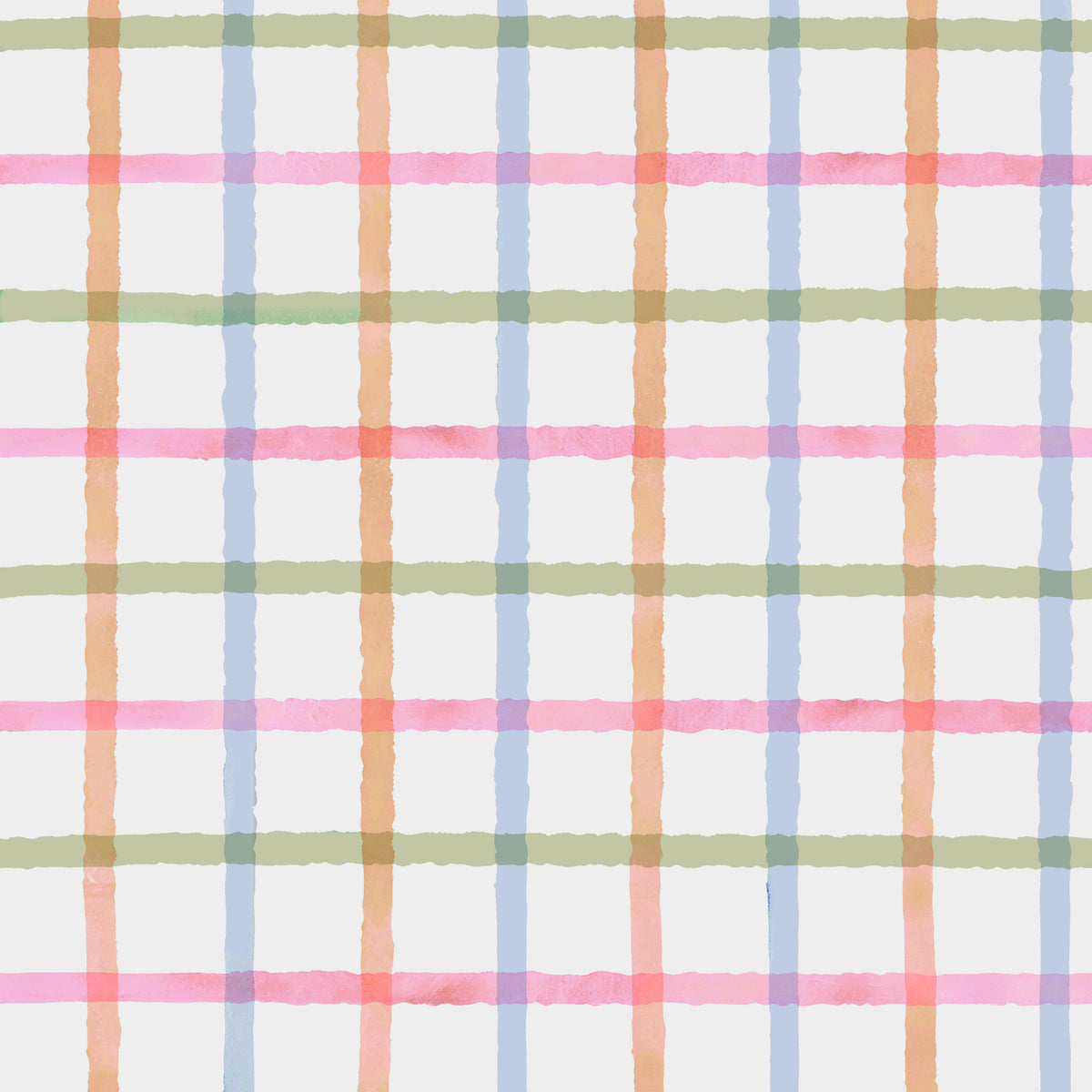 Hand-Painted Watercolor Rainbow Plaid Wallpaper⁠ in your room — zoomed