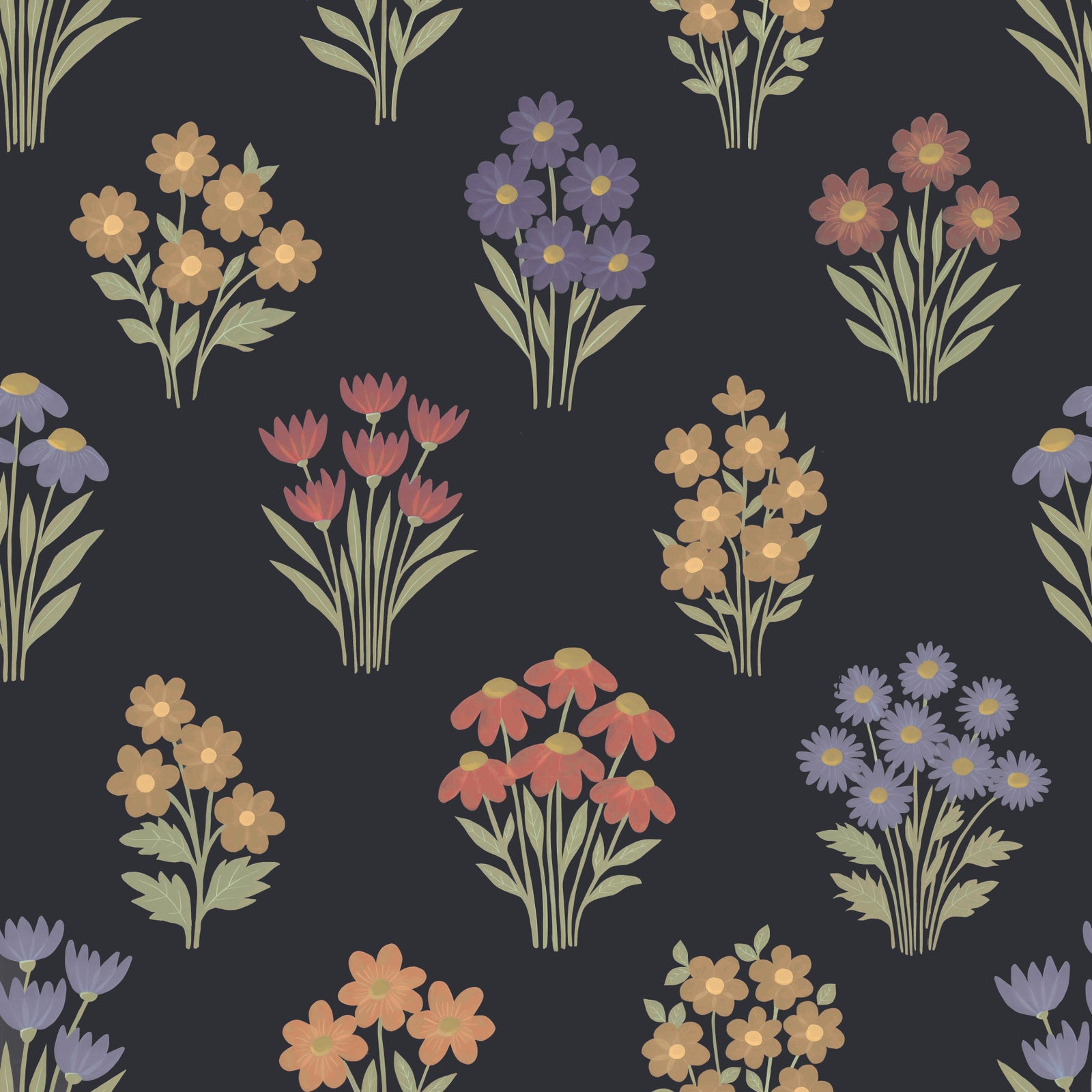 Dark Academia Folk Floral Bouquet Wallpaper⁠ in your room